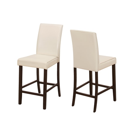MONARCH SPECIALTIES Dining Chair, Set Of 2, Counter Height, Upholstered, Kitchen, Dining Room, Pu Leather Look, Beige I 1903